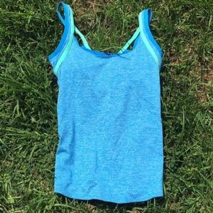 Adidas Heathered Blue Tank with Blue & Green Strap